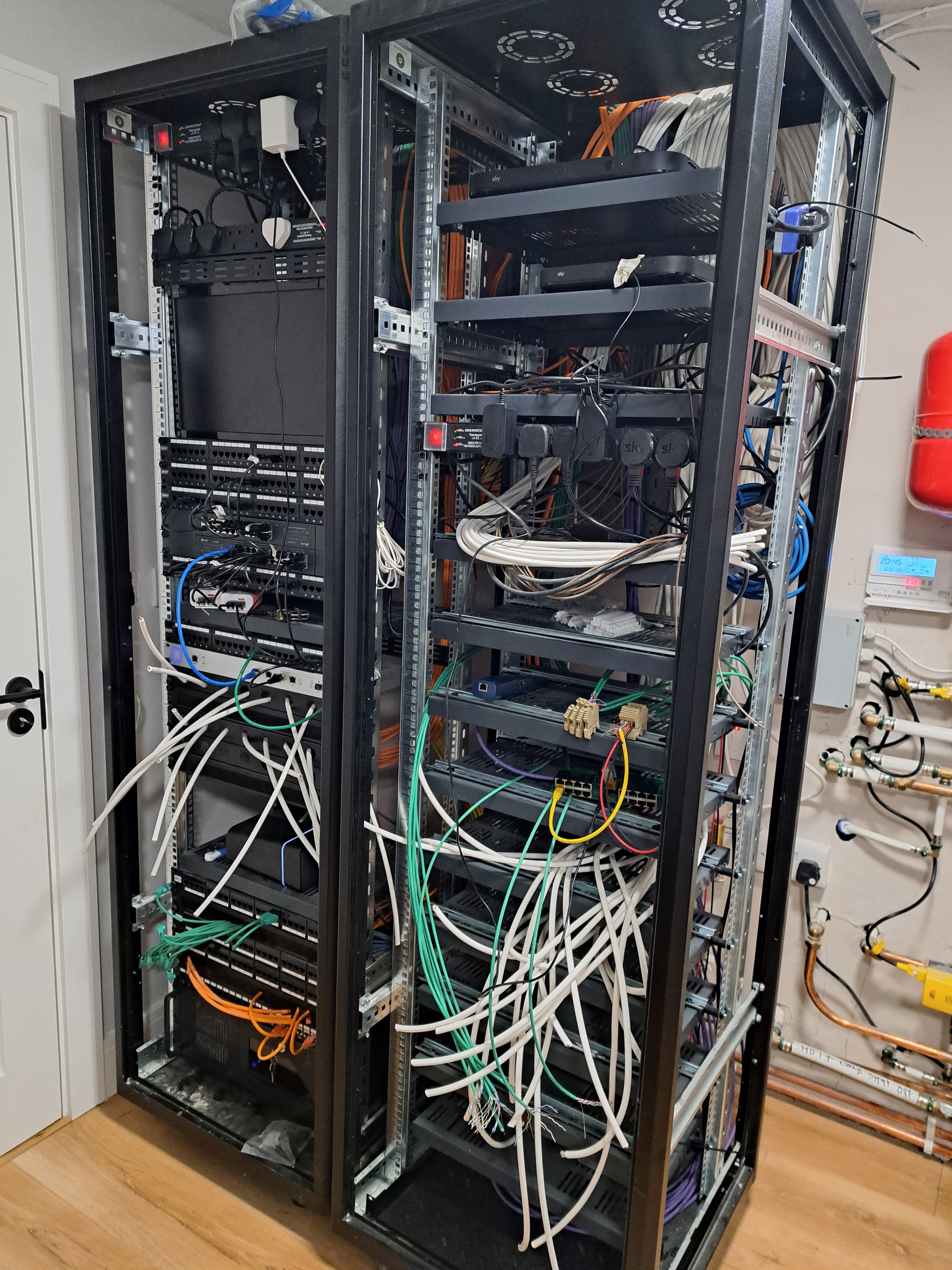 Server rack full of equipment